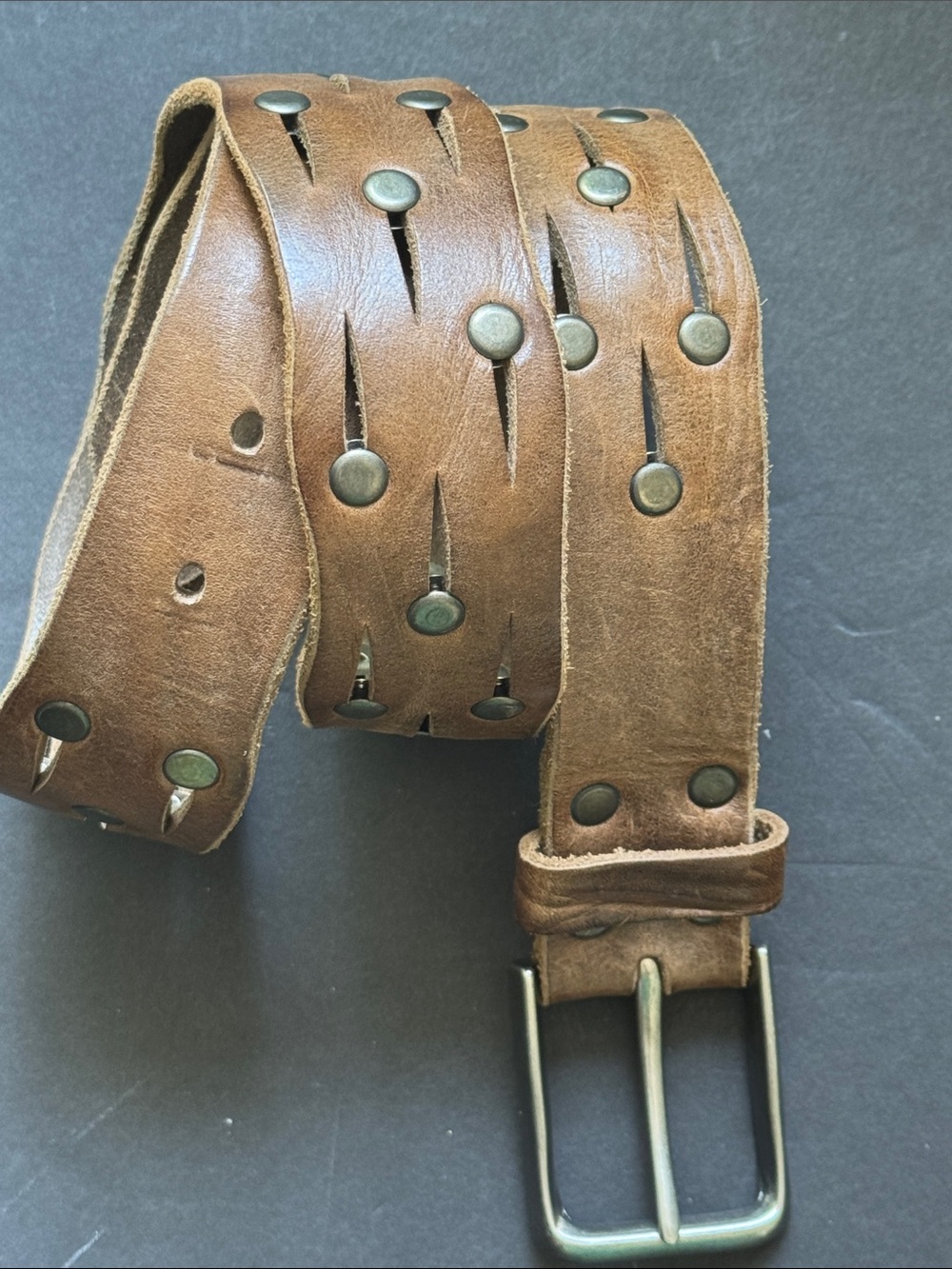 Brave 1992 Brown Leather Studded Belt - Picture 3 of 16